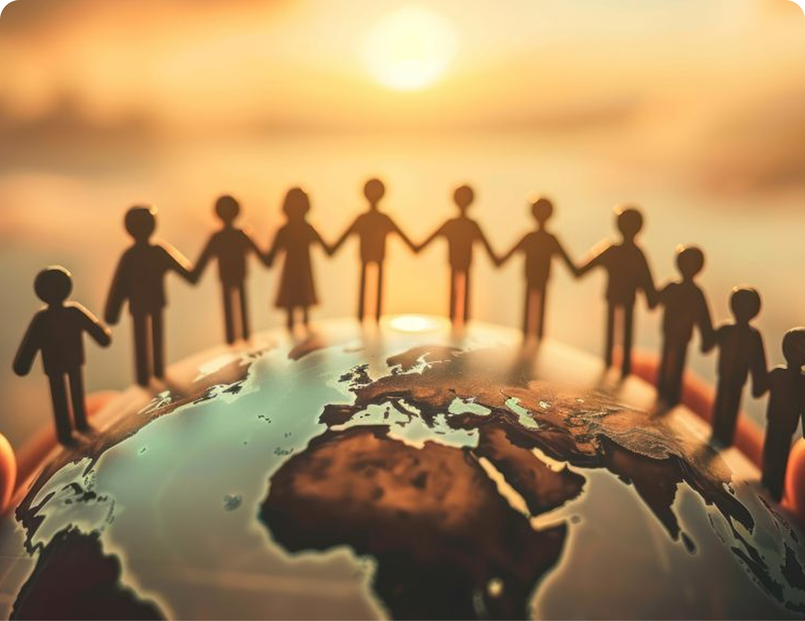 People surrounding a globe representing responsible AI adoption and governance