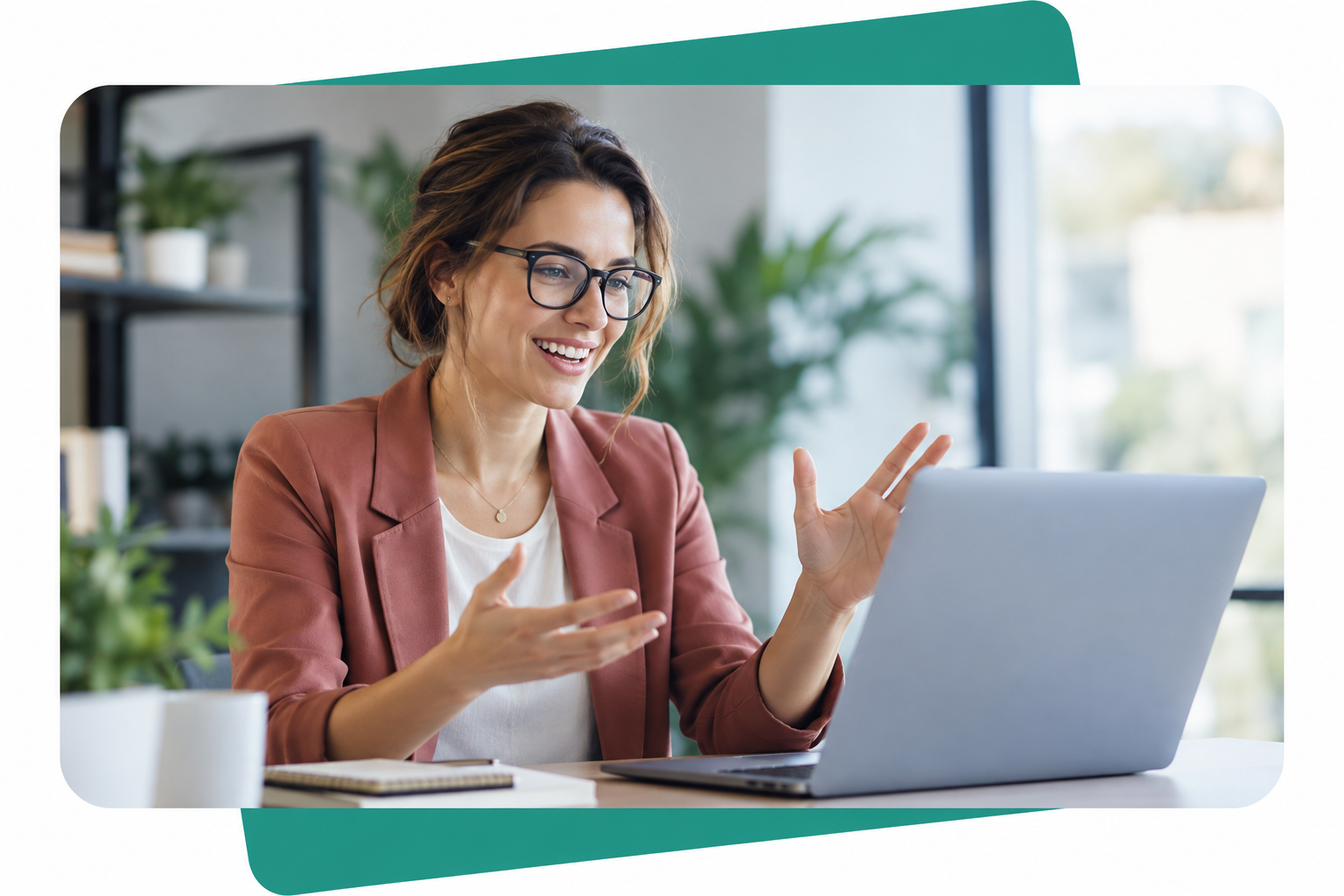 Professional discussing AI and compliance during an online consultation